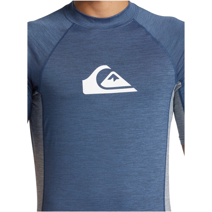 2024 Quiksilver Mens Everyday Comp UV50 Short Sleeve Rash Vest AQYWR03141 - Vintage Indigo Heather